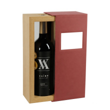 DS Custom handmade single wooden wine box with paper sleve